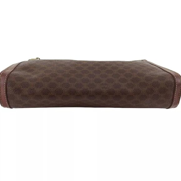 CELINE Clutch Bag Macadam Beige PVC ?~ Leather Authentic - Picture 5 of 10